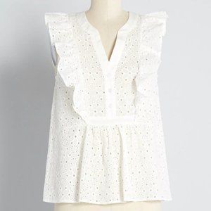 ModCloth Rodeo Doll Eyelet Embroidered Blouse